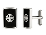 Stainless Steel Polished Black Plated Compass Cuff Links